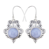 Blue Lace Agate Pendant Set 925 Solid Silver Pendant Set