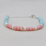 Larimar' Pink Opal' Pearl Beads Bracelet