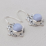 Blue Lace Agate Pendant Set 925 Solid Silver Pendant Set