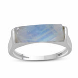 Blue Fire Rainbow Moonstone 925 Silver Ring