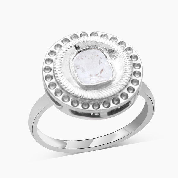 Raw Uncut Diamond Silver Rings