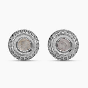 925 Sterling Silver Uncut Diamond Stud Earrings