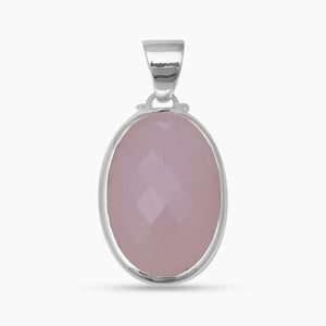 Natural Pink Chalcedony Silver Pendants