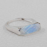 Blue Fire Rainbow Moonstone 925 Silver Ring