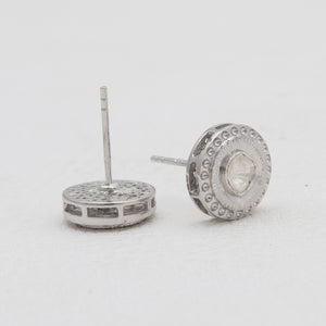 925 Sterling Silver Uncut Diamond Stud Earrings