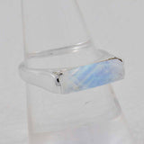 Blue Fire Rainbow Moonstone 925 Silver Ring