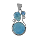 Larimar & Blue Topaz Silver Pendant