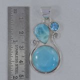 Larimar & Blue Topaz Silver Pendant