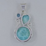 Larimar & Blue Topaz Silver Pendant