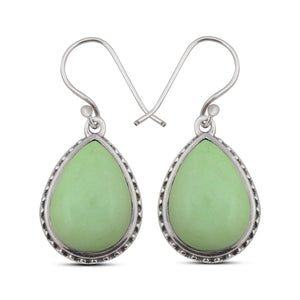 Lemon Chrysoprase Gemstone 925 Solid Silver Pendant Set