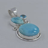 Larimar & Blue Topaz Silver Pendant