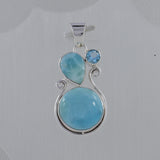 Larimar & Blue Topaz Silver Pendant