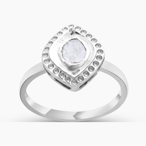 Uncut Diamond Silver Rings