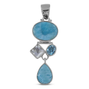 925 Sterling Silver Larimar Pendant