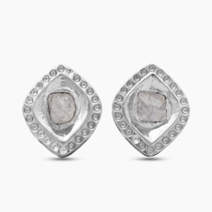 925 Sterling Silver Uncut Diamond Stud Earrings