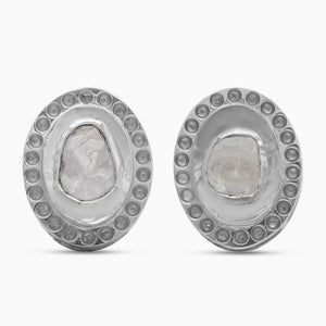 Uncut Diamond Silver Stud Earrings