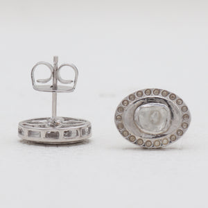 Uncut Diamond Silver Stud Earrings