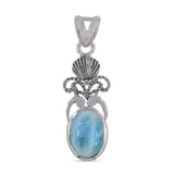 Blue Larimar Pendant 925 Sterling Silver