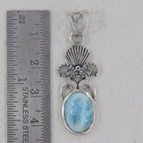 Blue Larimar Pendant 925 Sterling Silver