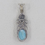 Blue Larimar Pendant 925 Sterling Silver