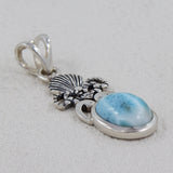 Blue Larimar Pendant 925 Sterling Silver