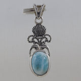 Blue Larimar Pendant 925 Sterling Silver