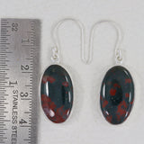 Natural Bloodstone Silver Earrings