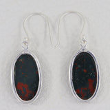 Natural Bloodstone Silver Earrings