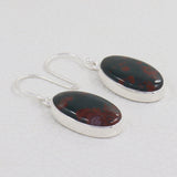 Natural Bloodstone Silver Earrings