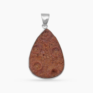Fossil Coral Silver Pendants