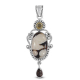 Peanut Wood Jasper, Smoky Quartz Gemstone Pendant