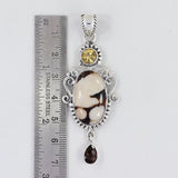 Peanut Wood Jasper, Smoky Quartz Gemstone Pendant