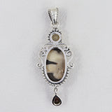 Peanut Wood Jasper, Smoky Quartz Gemstone Pendant