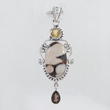 Peanut Wood Jasper, Smoky Quartz Gemstone Pendant