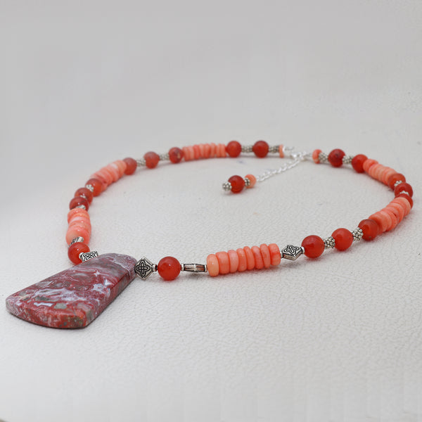 Carnelian Crazy Lace Agate Purple Chalcedony Beads Necklaces
