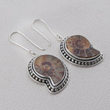 Ammonite Gemstone Pendant Set 925 Sterling Silver Jewelry