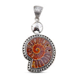 Ammonite Gemstone Pendant Set 925 Sterling Silver Jewelry