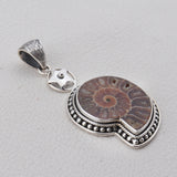 Ammonite Gemstone Pendant Set 925 Sterling Silver Jewelry