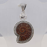 Ammonite Gemstone Pendant Set 925 Sterling Silver Jewelry