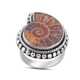 Ammonite Gemstone Pendant Set 925 Sterling Silver Jewelry