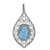 Natural Blue Larimar Designer Pendant in Sterling Silver