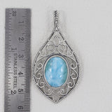 Natural Blue Larimar Designer Pendant in Sterling Silver