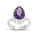 Amethyst Checkerboard Cut Silver Ring