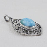 Natural Blue Larimar Designer Pendant in Sterling Silver