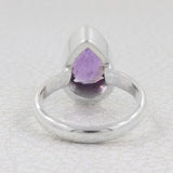 Amethyst Checkerboard Cut Silver Ring