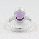 Amethyst Checkerboard Cut Silver Ring