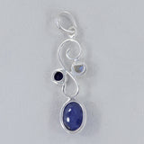 Tanzanite, Moonstone & Iolite Silver Pendant