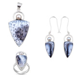 Natural Dendritic Opal Gemstone Jewelry Set