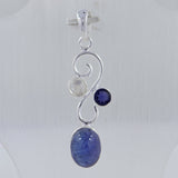 Tanzanite, Moonstone & Iolite Silver Pendant