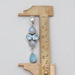 Rainbow Moonstone Silver Pendants